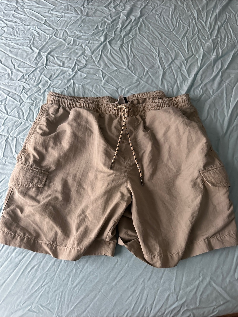 Original Use Men's Cargo Drawstring Shorts in Beige